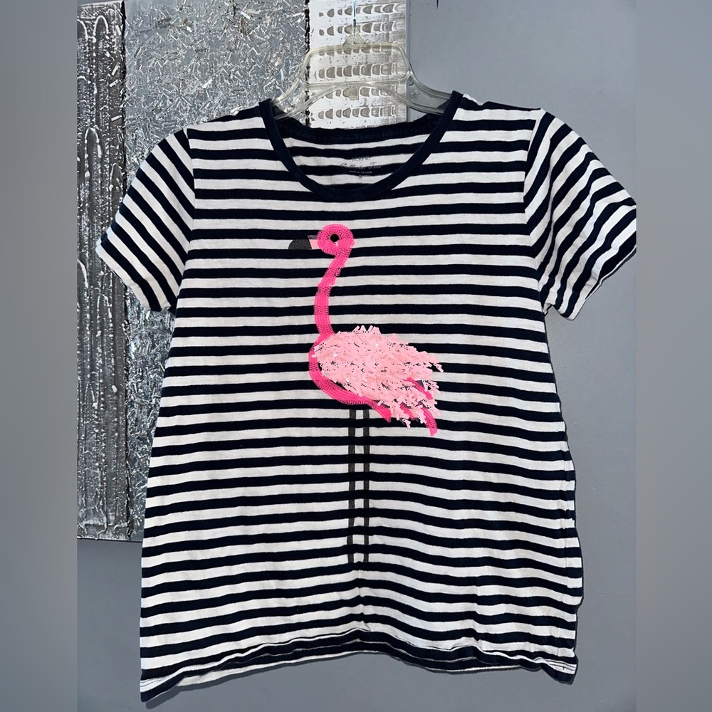 J.Crew Sequin Flamingo Collector's Tee Striped